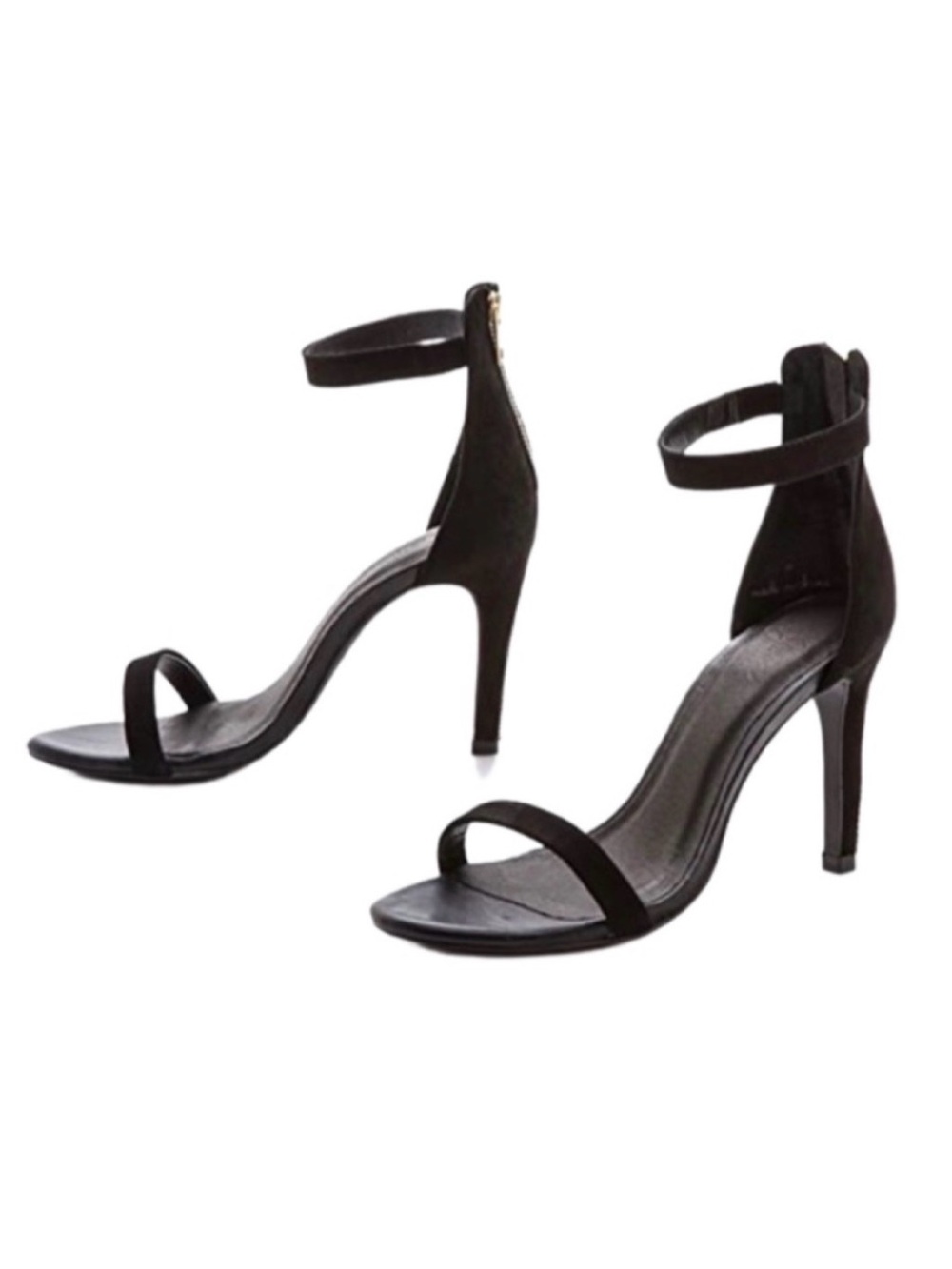 JOIE ABBOTT BLACK SUEDE ANKLE STRAP SANDALS